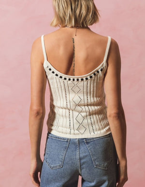 The Deja Vu Ivory Ribbon Tie Sweater Knit Tank Top