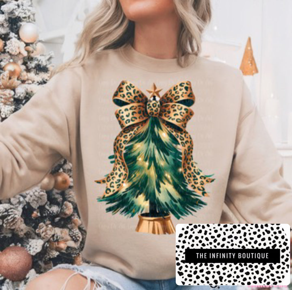 Leopard Bow Tree Sand Unisex Sweatshirt