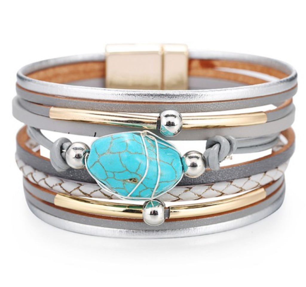 The Amayah Turquoise Leather Bracelet