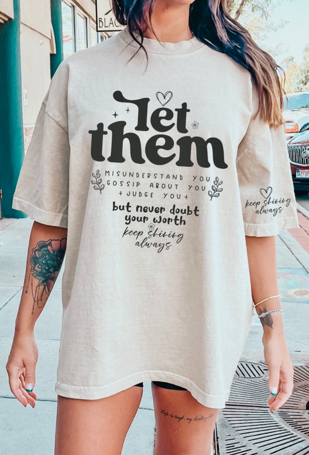 LET THEM Tan Cotton T-Shirt