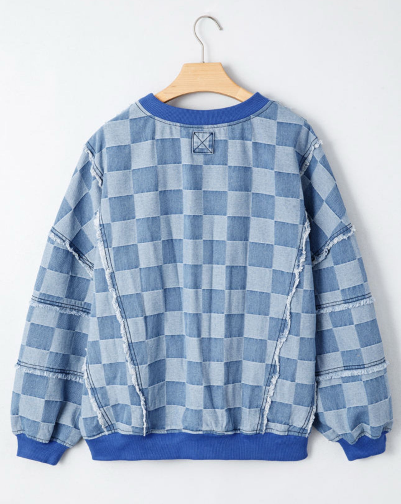 Kiss Her Goodbye Plaid Denim Oversized Pullover