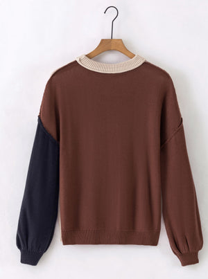 PREORDER Cappuccino Color Block Tri Tone Sweater