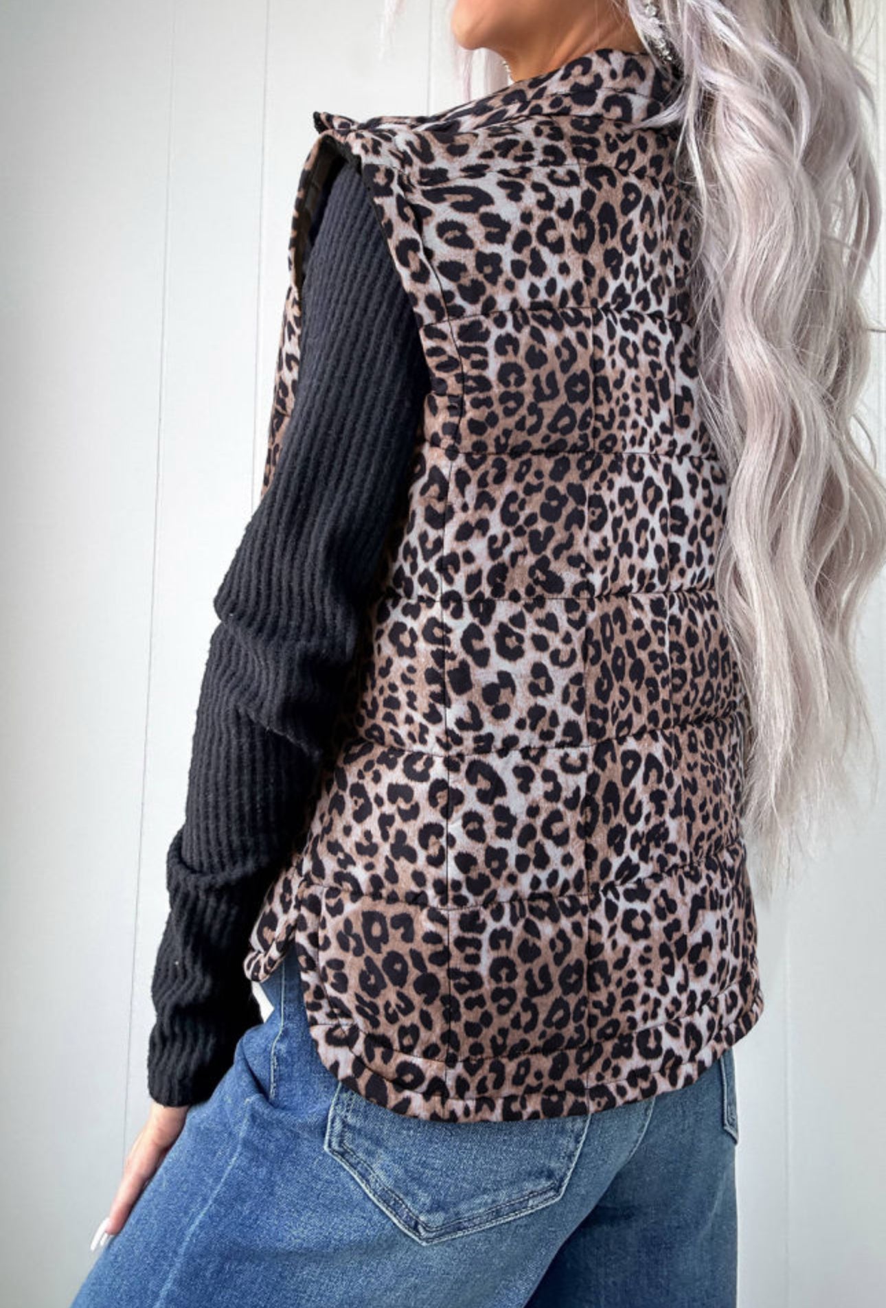 The Marleigh Leopard Brown Puffer Vest
