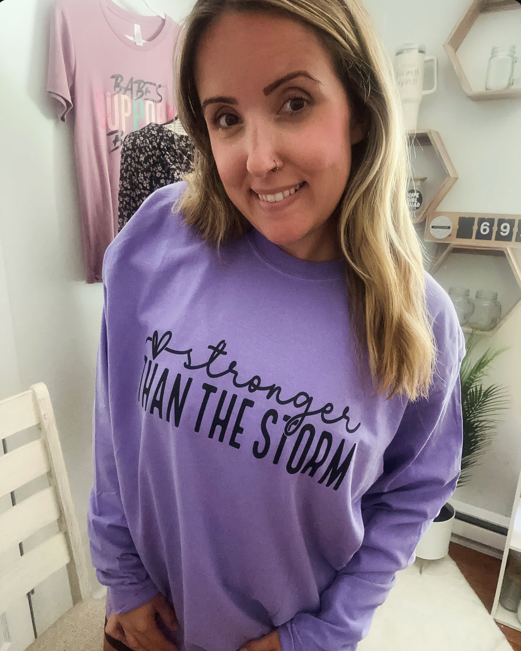 Stronger Than The Storm Purple Unisex Long Sleeve