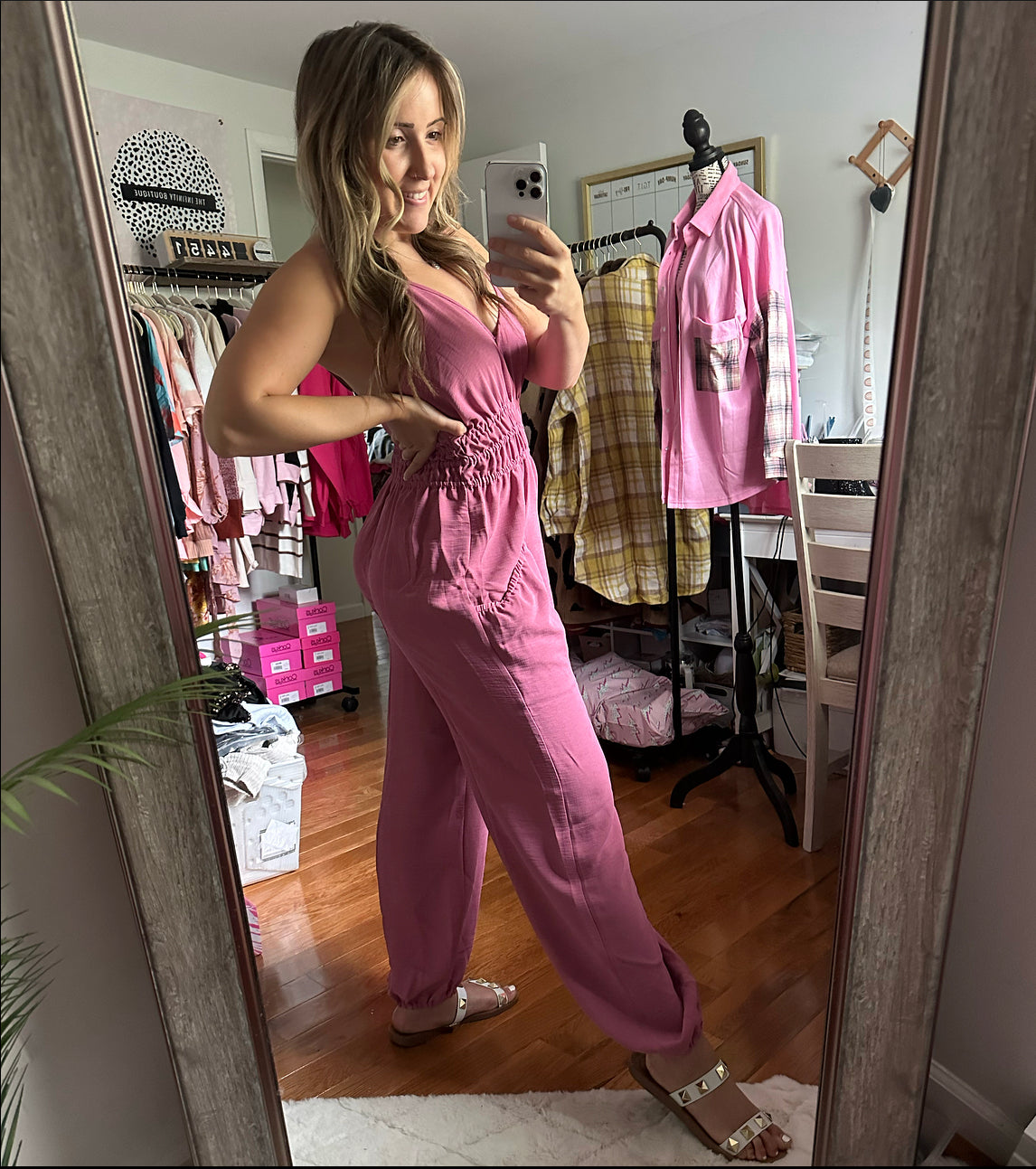 Can’t Keep Up Pink Pocketed Jumpsuit