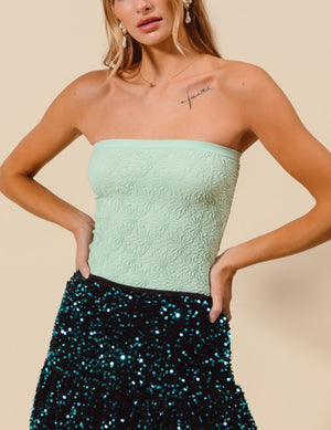 Better Than Revenge Dusty Sage Floral Seamless Tube Top
