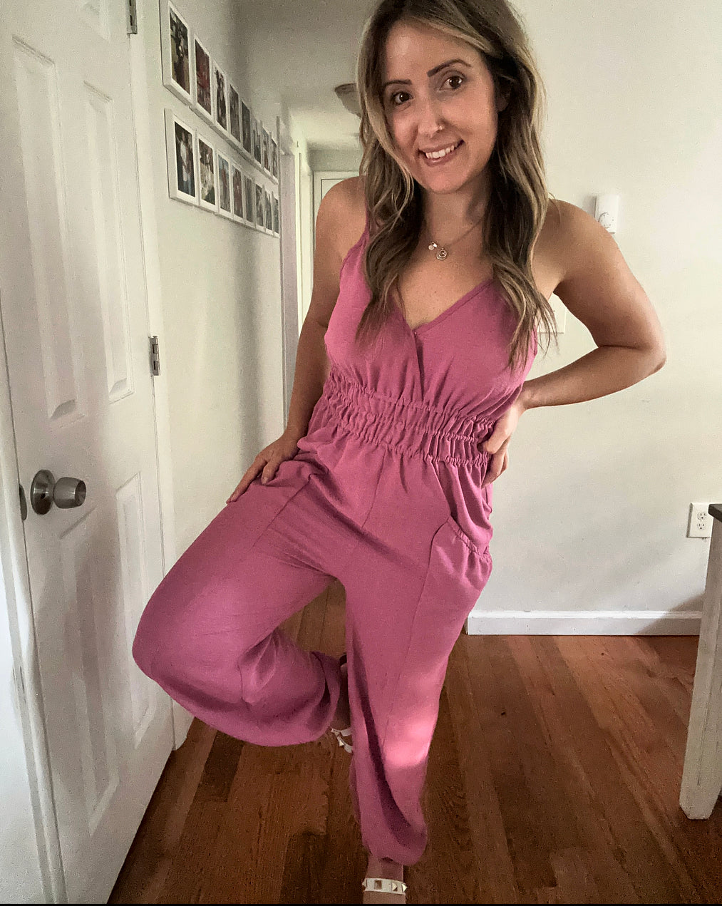 Can’t Keep Up Pink Pocketed Jumpsuit