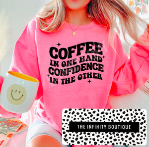 Coffee In One Hand Pink Unisex Sweatshirt