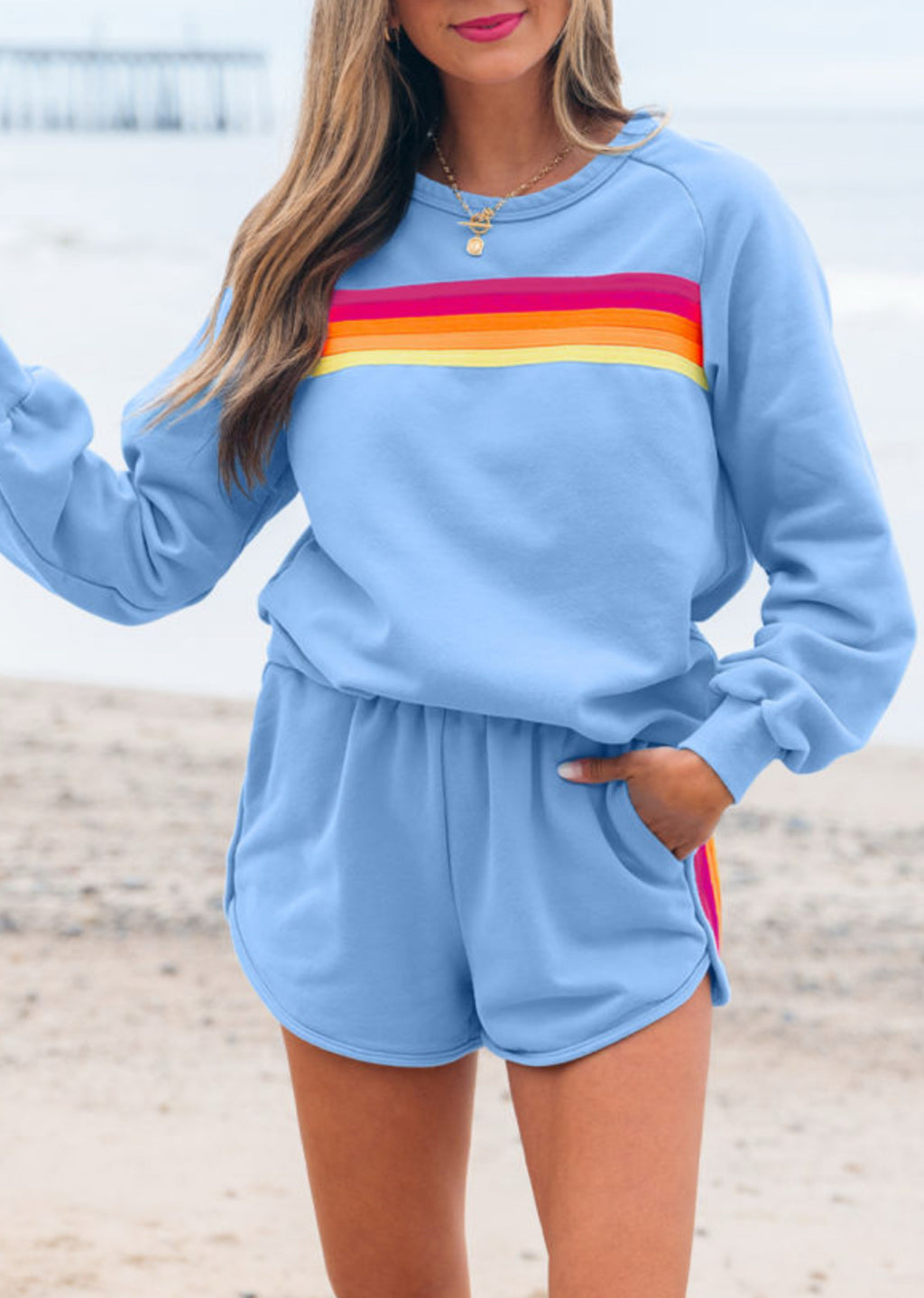 Dream On Blue Stripe Lounge Set