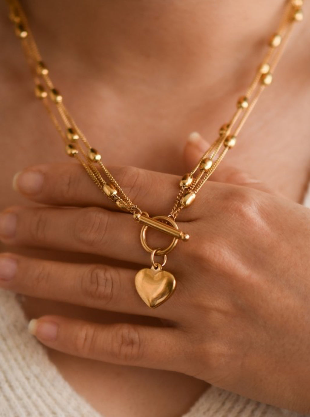 The Zoie Layered Heart Chain Necklace