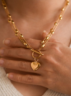 The Zoie Layered Heart Chain Necklace