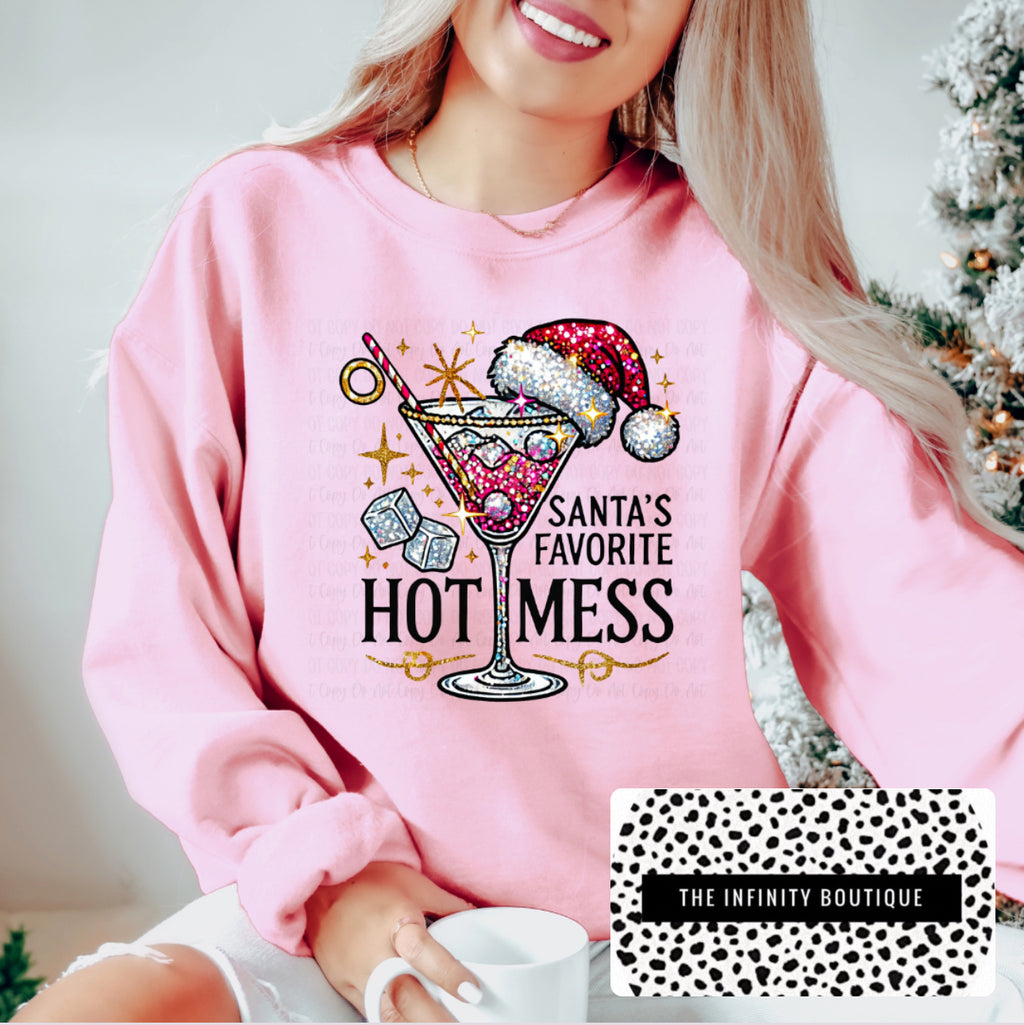 Santa’s Fav Hot Mess Pink Unisex Sweatshirt