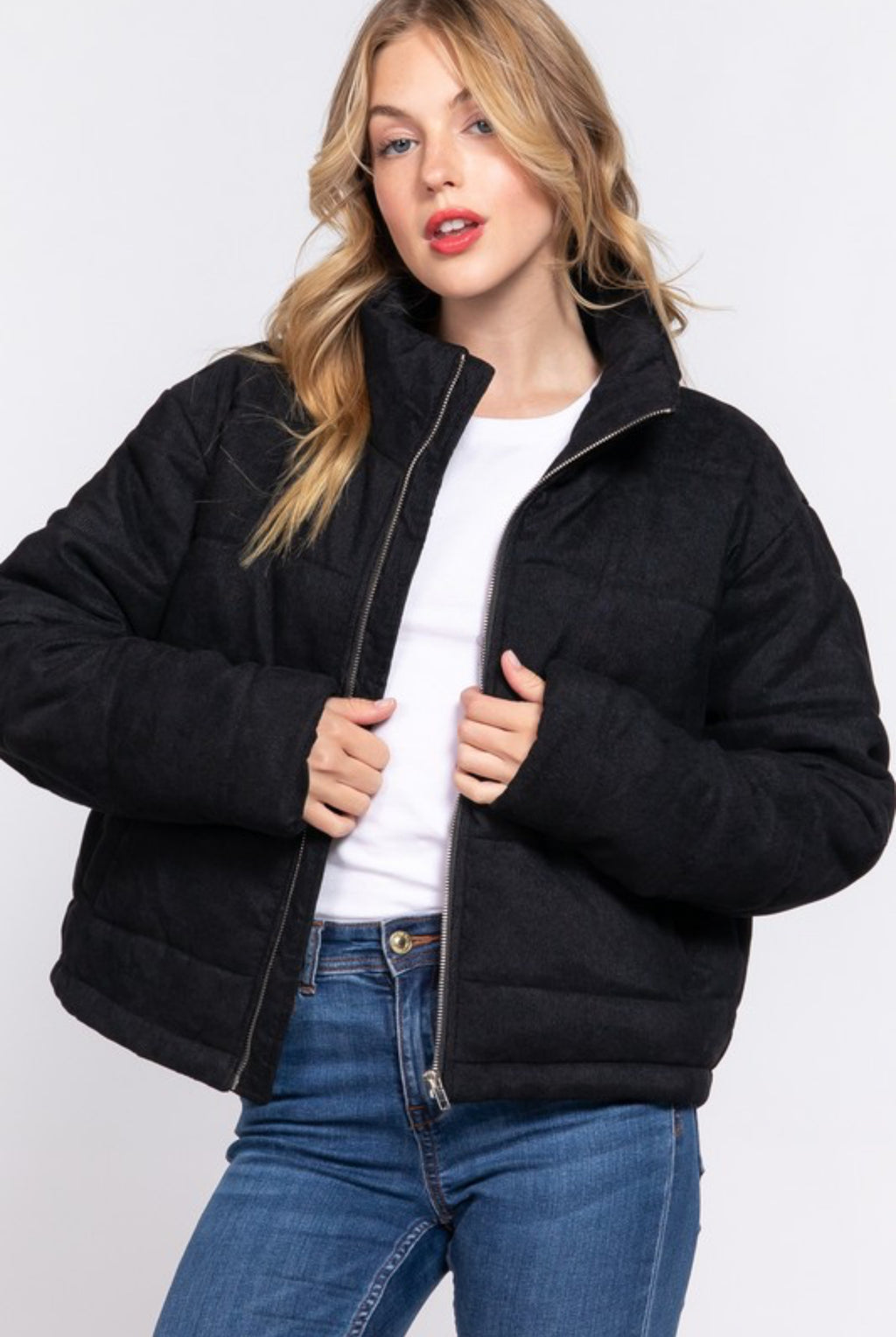 Brave Little Soul Black Corduroy Puffer Jacket