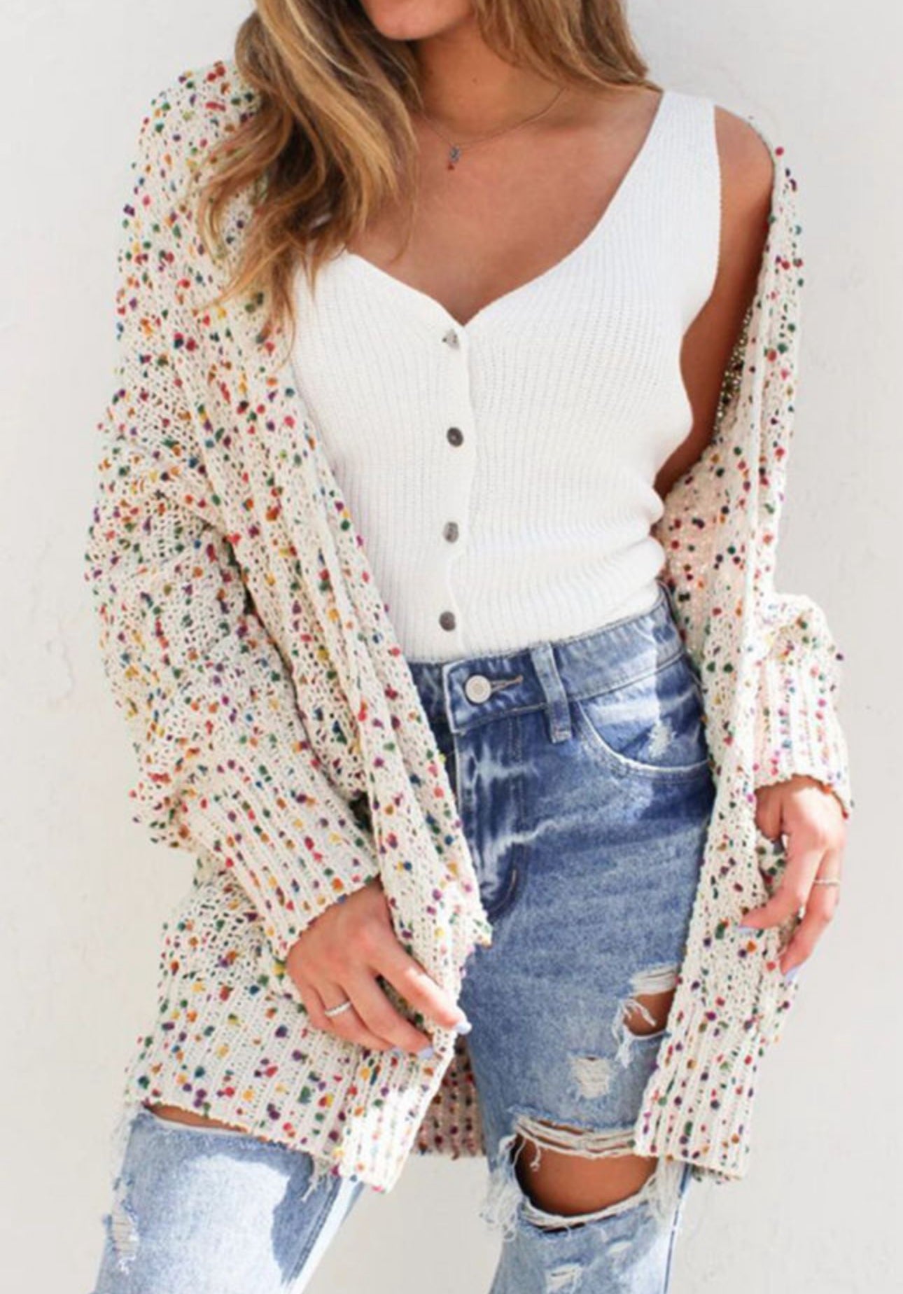 PREORDER Funfetti Multicolor Knit Long Sleeve Cardigan