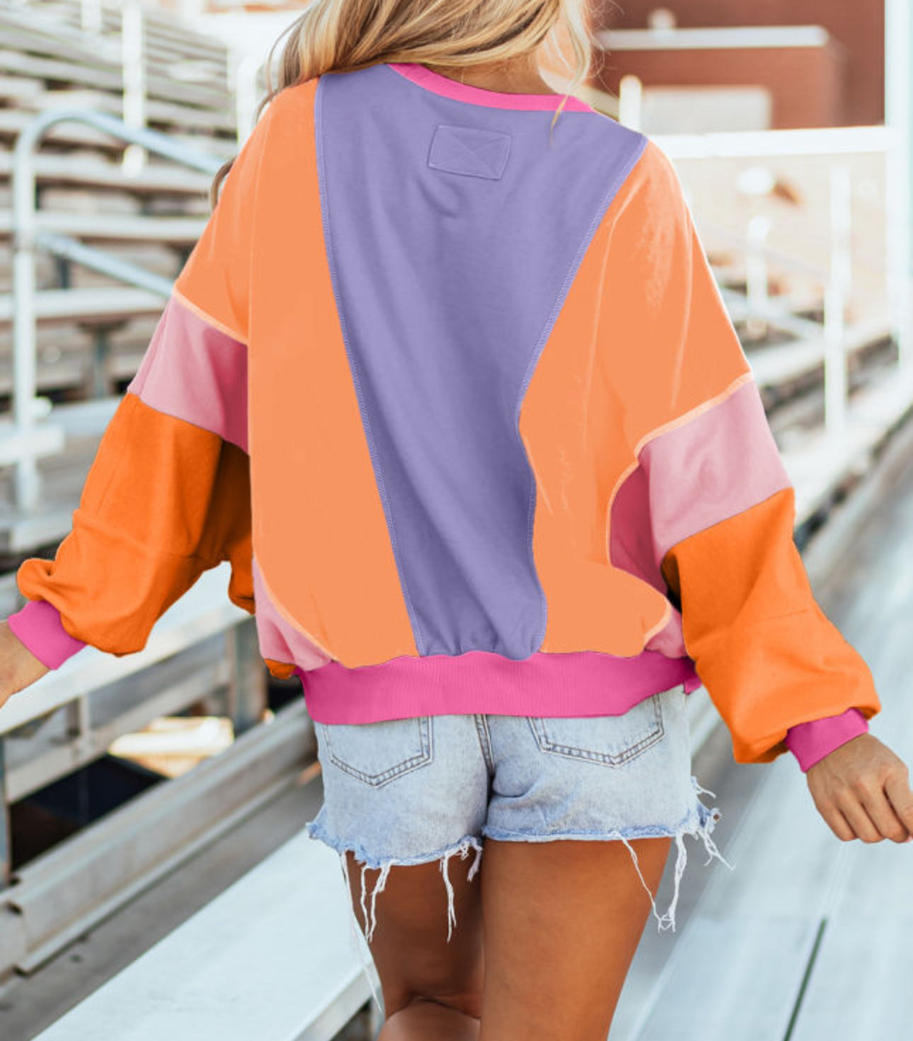 PREORDER The Love Me Now Pastel Oversized Color Block Long Sleeve Top