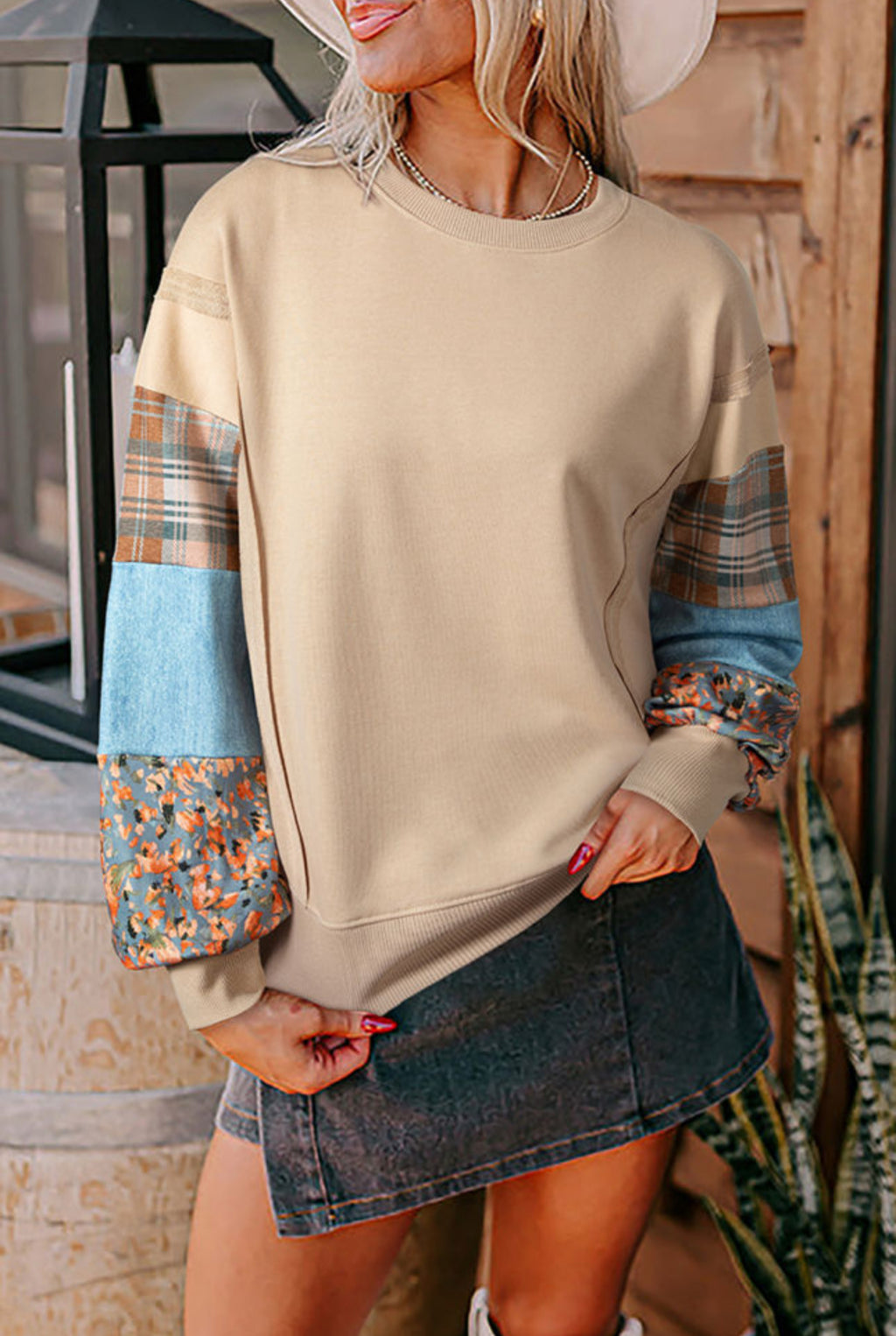 Fall Fantasy Colorblock Patchwork Sweatshirt