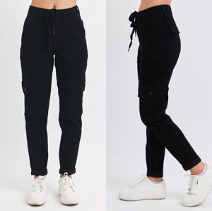 She’s All That Black High Waist Judy Blue Cargo Joggers