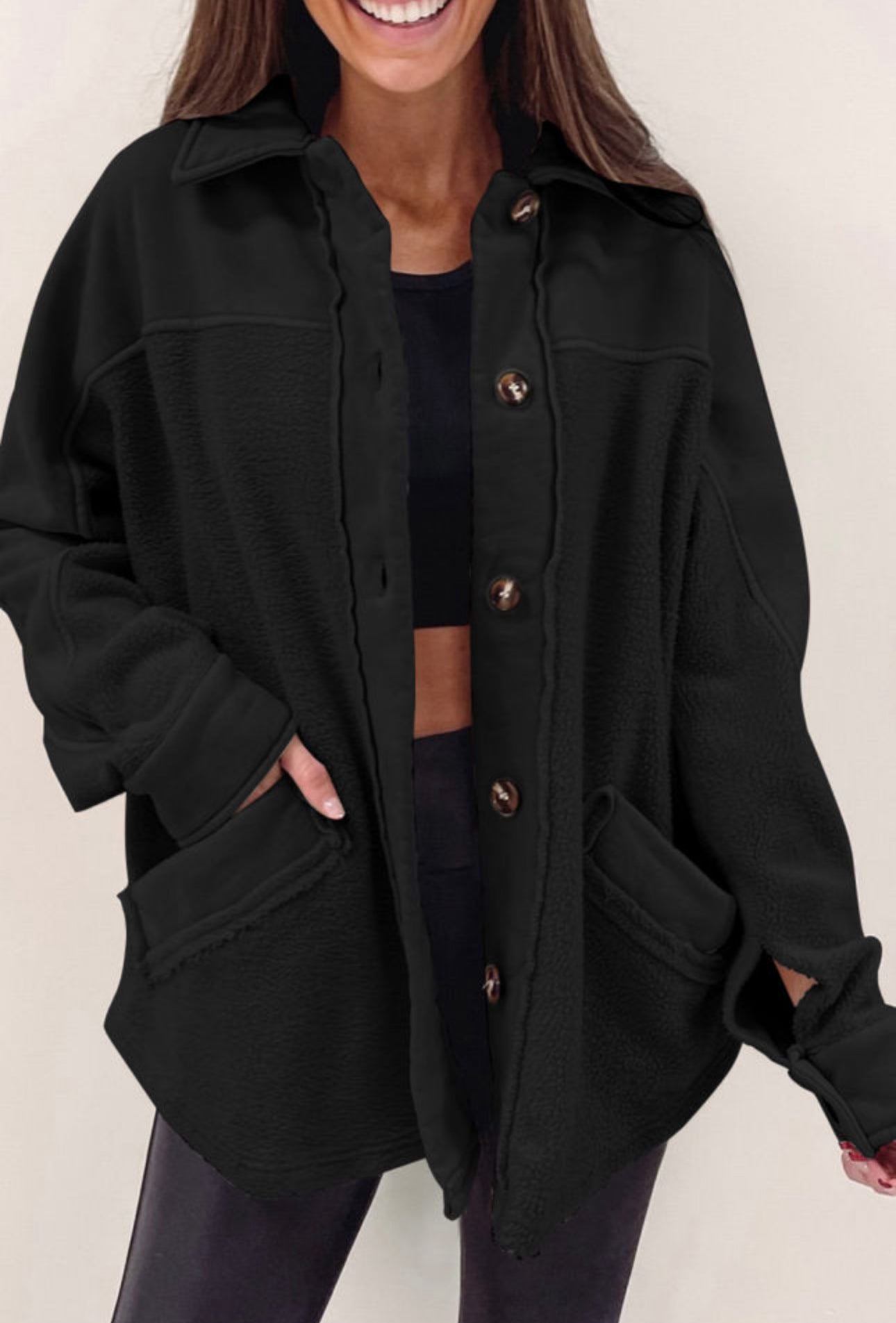 PREORDER Cozy Up Black Fleece Shacket