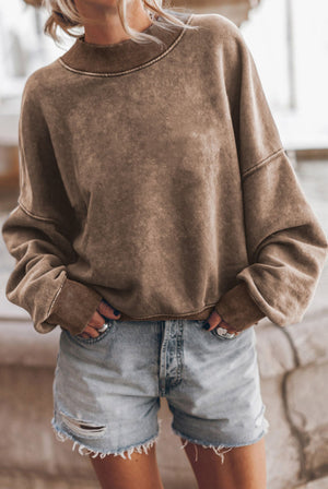 PREORDER Matchmaker Mocha Acid Wash Crew Neck Sweatshirt