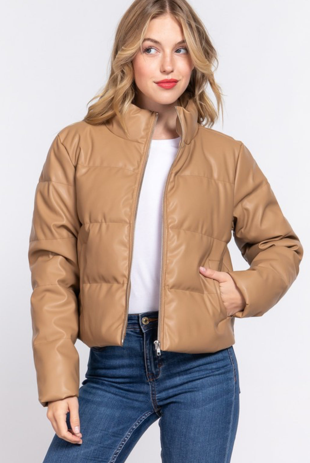 Roll With It Toffee Quilted Puffer Jacket