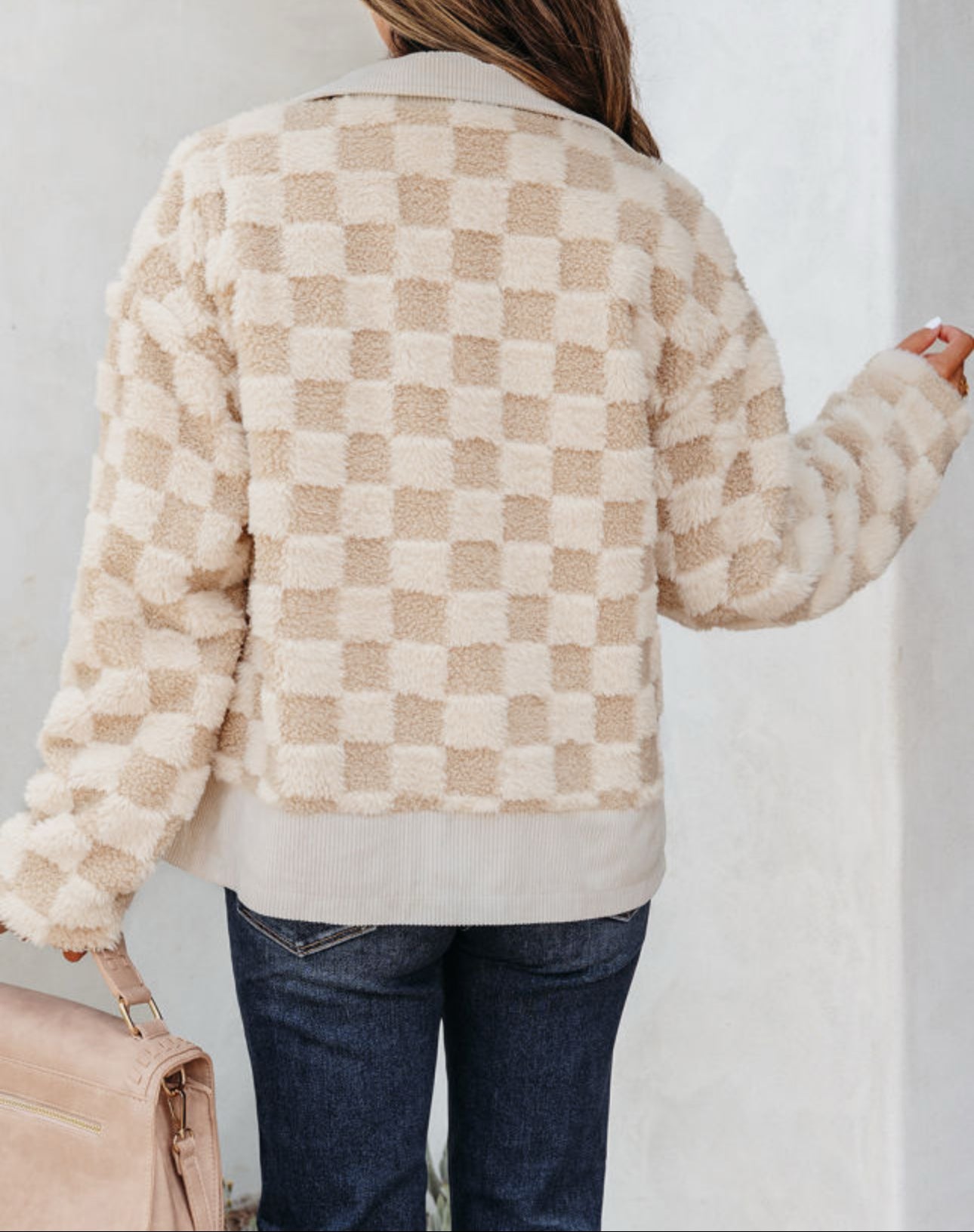 The Hartley Sherpa Plaid Patchwork Zip Up Jacket