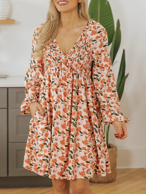 The Harvest Cutie Smocked Babydoll Floral Dress