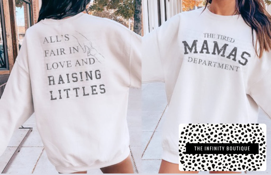 PREORDER Tired Mamas Department White Unisex Sweatshirt