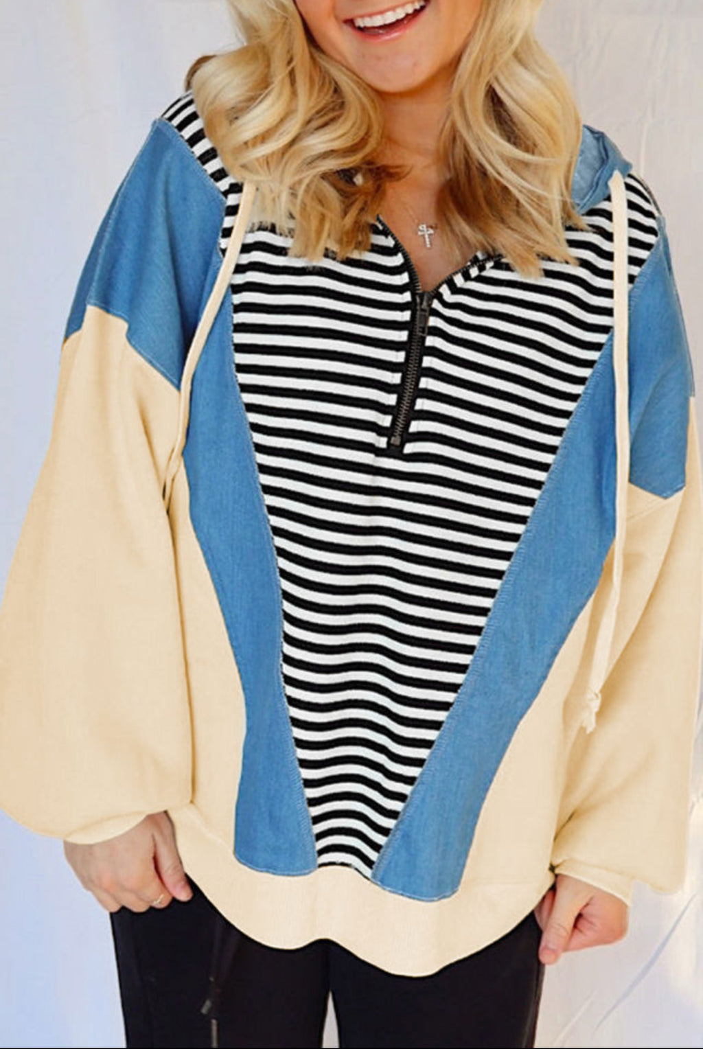 Away We Go Color Block Quarter Zip Hoodie
