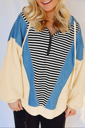 Away We Go Color Block Quarter Zip Hoodie