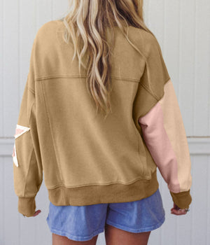 Super Nova Star Patchwork Drop Shoulder Sweatshirt