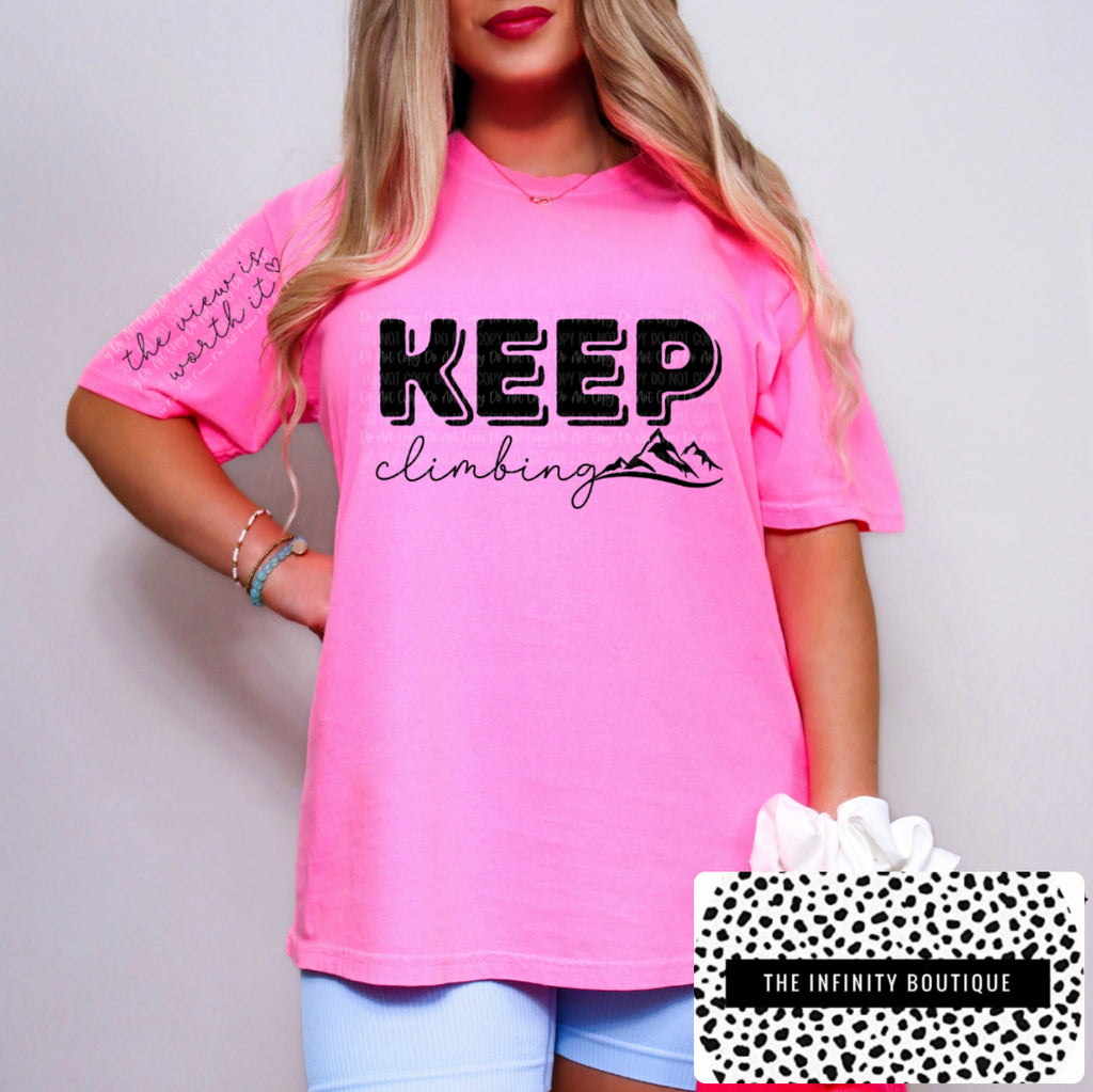 Keep Climbing Pink Unisex Cotton T-Shirt