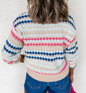 The Karina Khaki Stripe Knit Sweater
