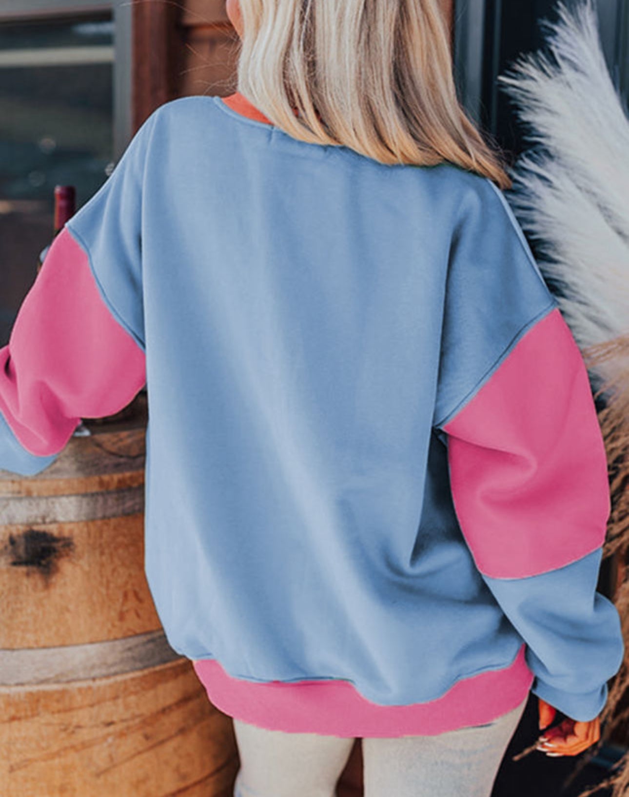 PREORDER Paint & Sip Hot Pink Colorblock Sweatshirt