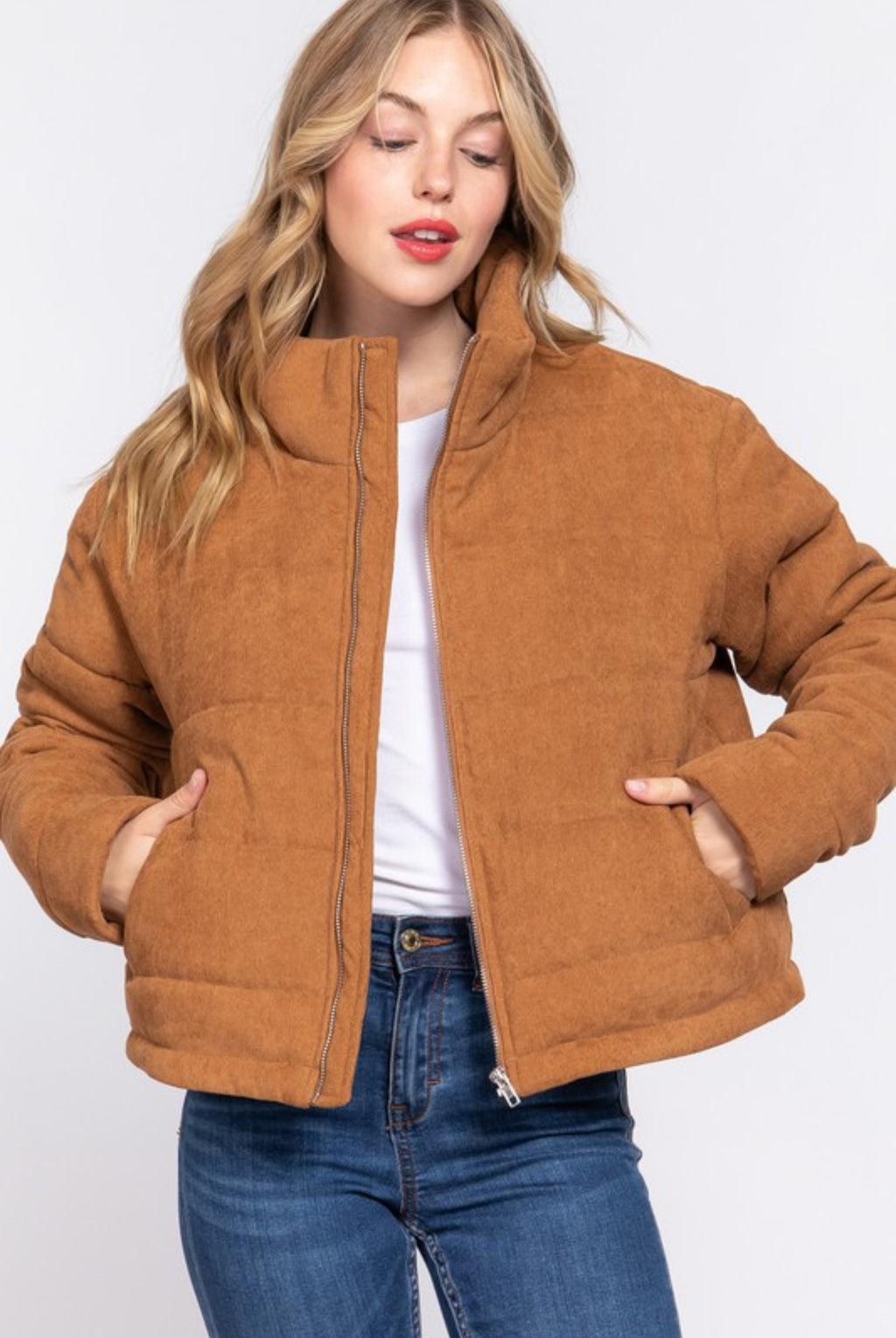 Brave Little Soul Camel Corduroy Puffer Jacket