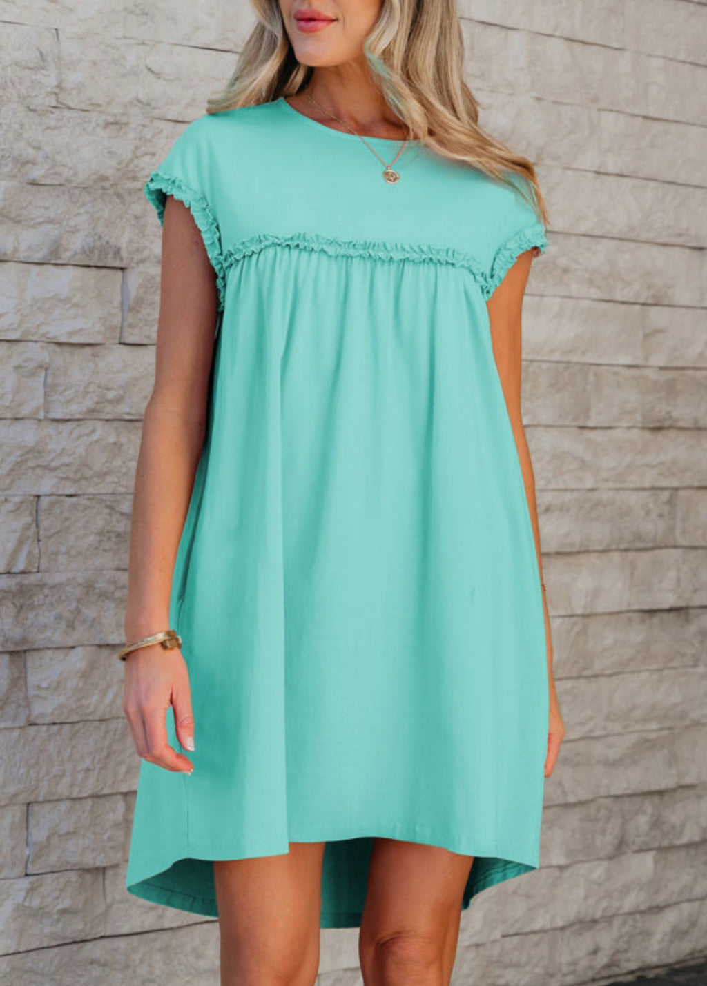 The Jana Mint Frilled Mini Dress
