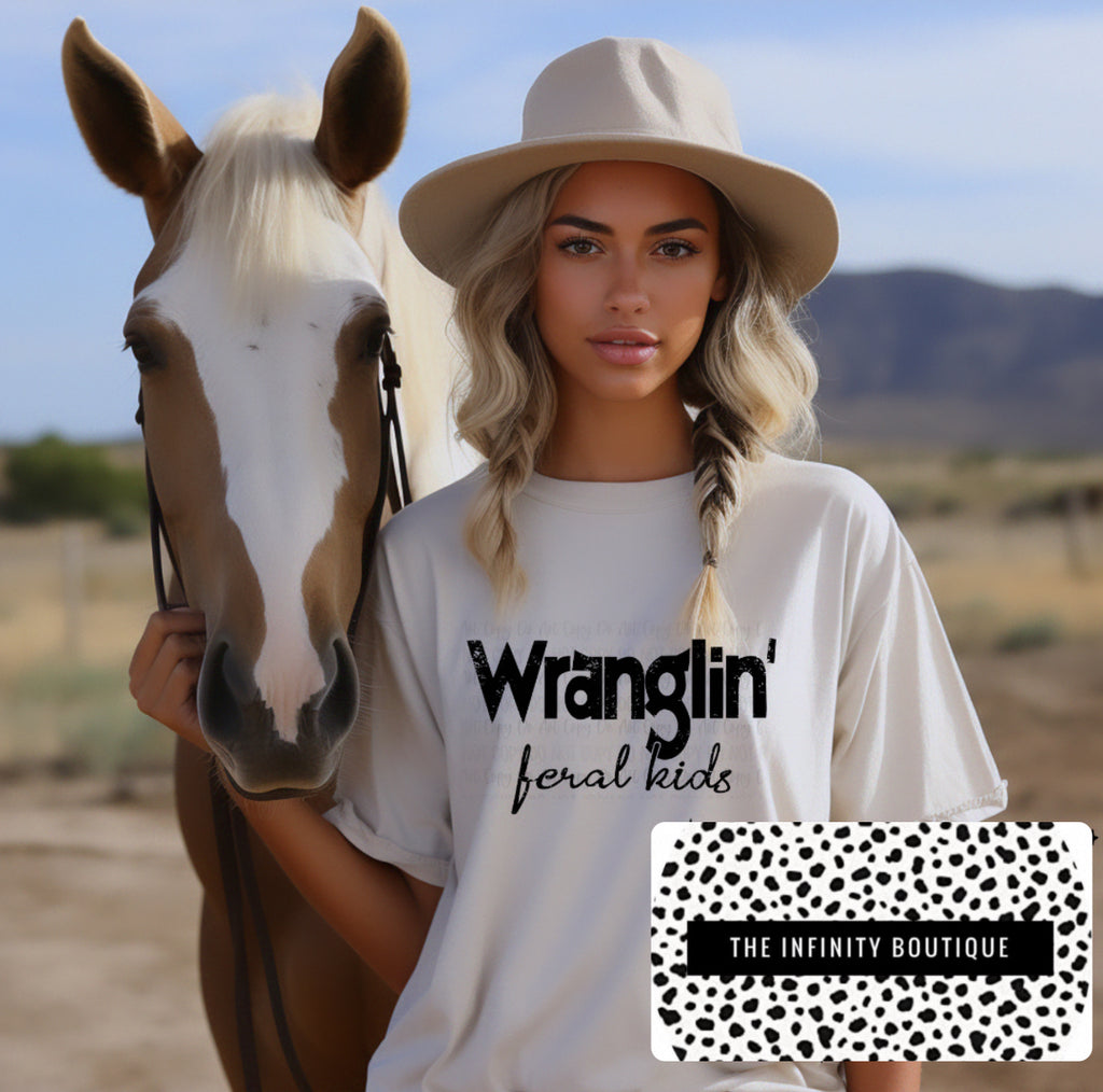 Wranglin’ Feral Kids Tan Unisex Cotton T-Shirt