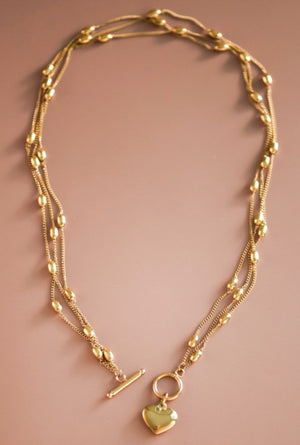The Zoie Layered Heart Chain Necklace