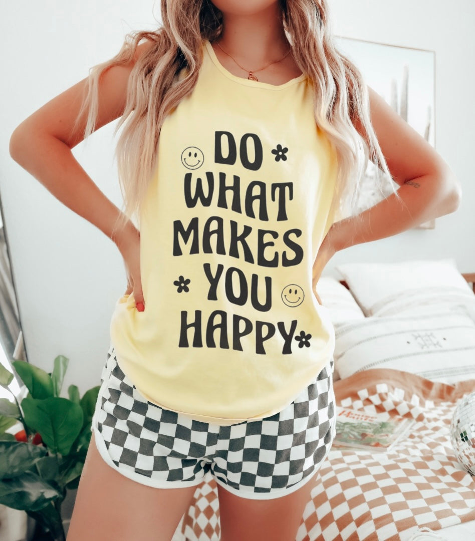 Do What Makes You Happy Yellow Unisex Cotton Tank