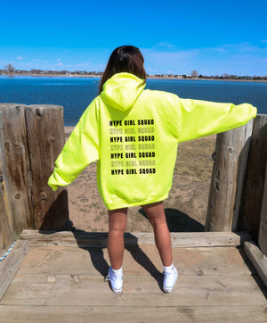 Hype Girl Squad Neon HOODIE Full Size UNISEX Fleece Sweatshirt