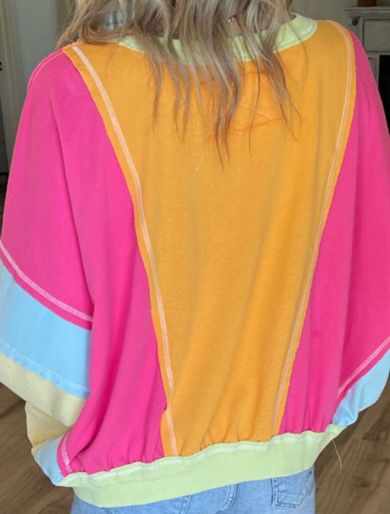 PREORDER The Love Me Now Neon Oversized Color Block Long Sleeve Top