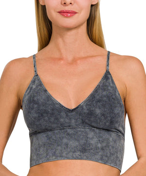 BRIGHT VIOLET Washed Ribbed Bra Padded Spaghetti Strap Tank