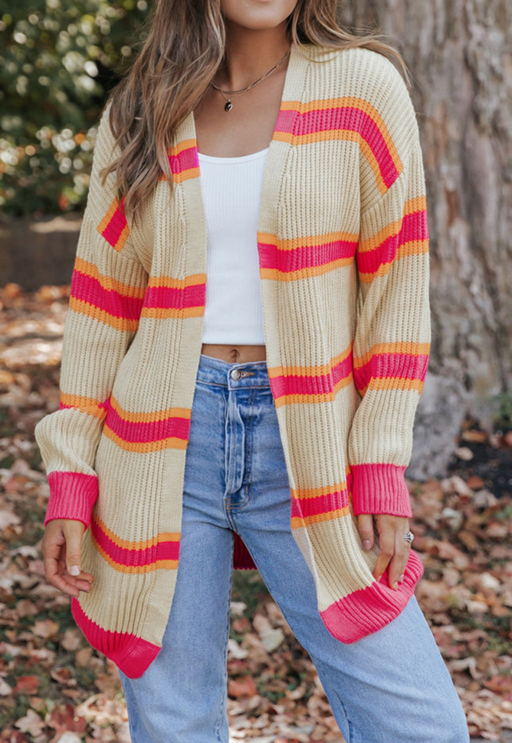 PREORDER Color Drop Ribbed Knit Long Sleeve Cardigan