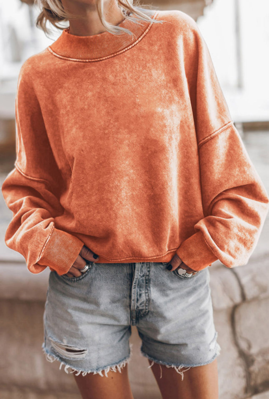 PREORDER Matchmaker Tangerine Acid Wash Crew Neck Sweatshirt