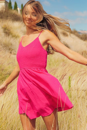 Brighter Days Pink Smocked Mini Dress