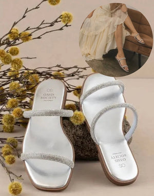 The Lucy Metallic Rhinestone Sandals