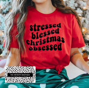 Stressed Blessed XMAS Obsessed Red Unisex T Shirt