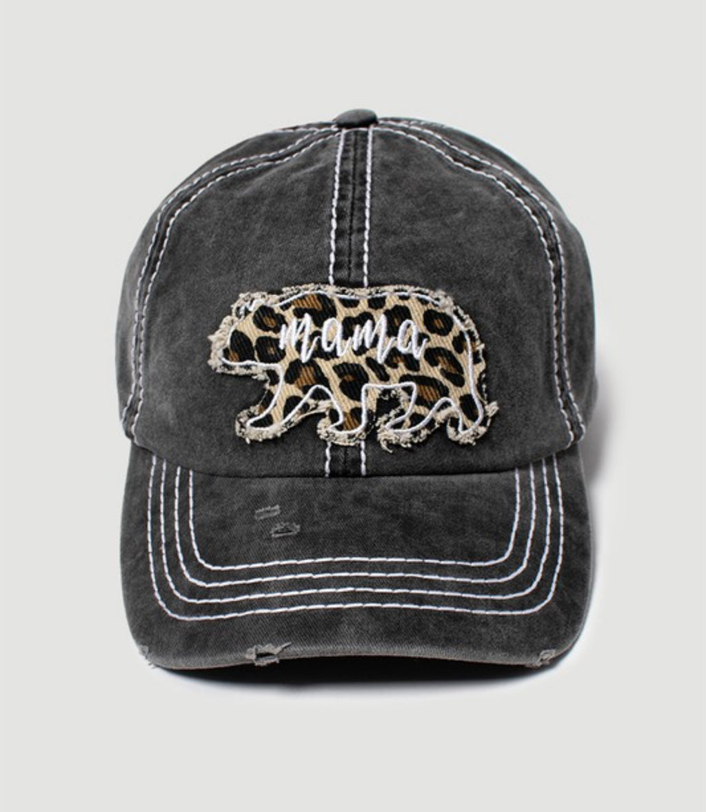 PREORDER Mama Bear Leopard Patch Baseball Hat