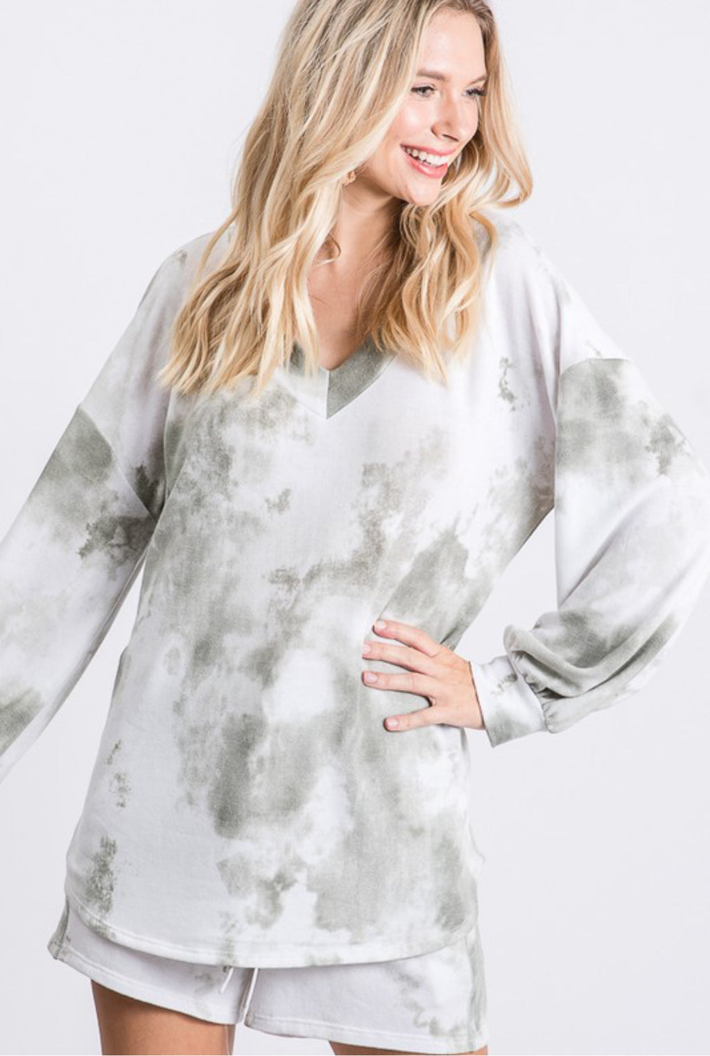 The Jericka Olive Tie Dye Long Sleeve Top