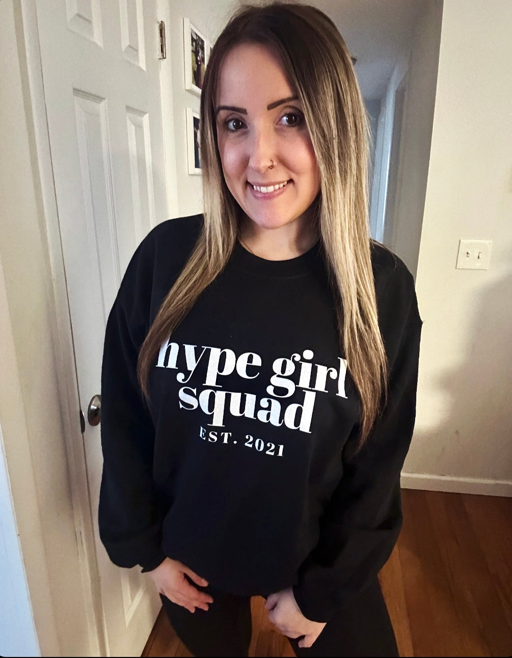 Hype Girl Squad Black Full Size UNISEX Fleece Sweatshirt