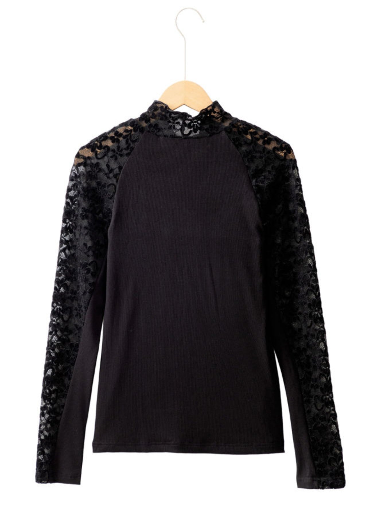 Layered In Lace Black Long Sleeve Top